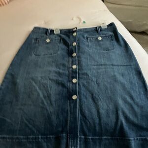 Talbots Dark Blue Button-Front A-Line Skirt